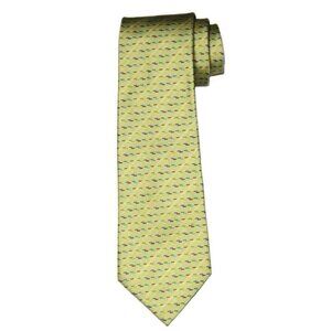 NEW Hermes Silk Tie MADE IN FRANCE Green Geometric Men's